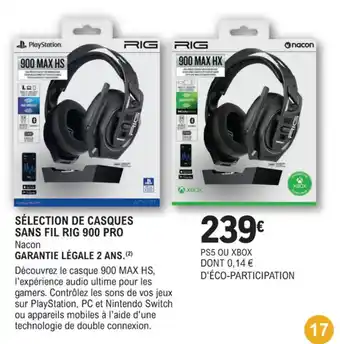 E.Leclerc Espace Culturel Sélection de casques sans fil rig 900 pro offre