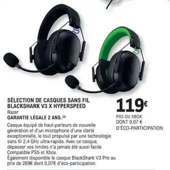 E.Leclerc Espace Culturel Sélection de casques sans fil blackshark v3 x hyperspeed offre