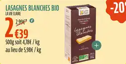 La Vie Claire Lasagnes blanches bio offre