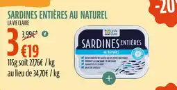 La Vie Claire Sardines entières au naturel offre