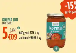 La Vie Claire Korma bio offre