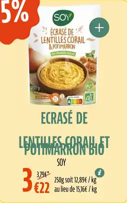 La Vie Claire Écrasé de lentilles corail et potimarron bio offre