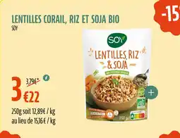 La Vie Claire Lentilles corail riz et soja bio offre