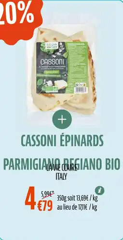 La Vie Claire Cassoni épinards parmigiano regiano bio offre