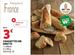 Auchan Supermarché 3 baguettes mie dinette offre