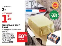 Auchan Supermarché Beurre doux aop échiré offre