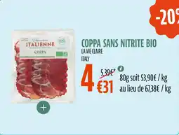 La Vie Claire Coppa sans nitrite bio offre