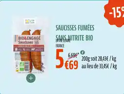 La Vie Claire Saucisses fumées sans nitrite bio offre
