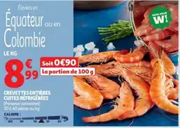 Auchan Supermarché Crevettes entières cuites réfrigérées offre