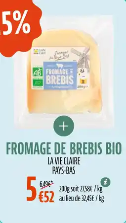 La Vie Claire Fromage de brebis bio offre