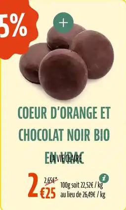 La Vie Claire Coeur d'orange et chocolat noir bio offre