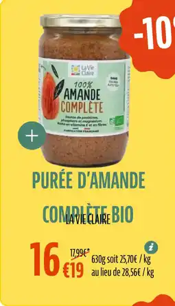 La Vie Claire Purée d'amande complete bio offre