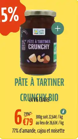 La Vie Claire Pâte à tartiner crunchy bio offre