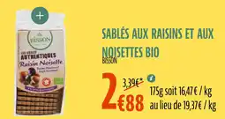 La Vie Claire BISSON Sablés aux raisins et aux noisettes bio offre