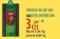 La Vie Claire Chocolat au lait aux noisettes entières bio offre