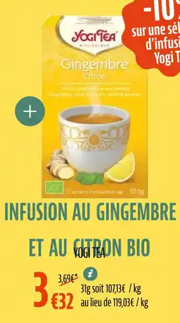 La Vie Claire Yogi tea infusion au gingembre et au citron bio offre