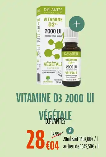 La Vie Claire D.PLANTES Vitamine d3 2000 ui végétale offre