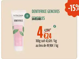 La Vie Claire LA VIE CLAIRE Dentifrice gencives sensibles offre