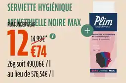La Vie Claire PLIM UNDERWEAR Serviette hygiénique menstruelle noire max offre