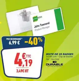 Bureau Vallée Durable - boite de 25 badges offre
