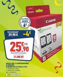 Bureau Vallée Canon - pack de 2 cartouches d'engre pg-575/cl-576 offre