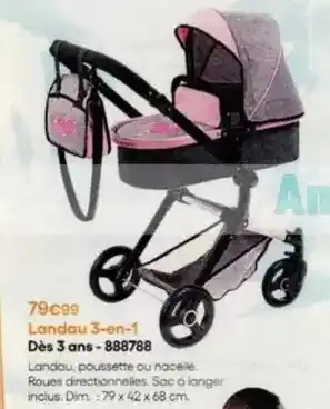 King Jouet Dim - landau 3-en-1 dès 3 ans-888788 offre