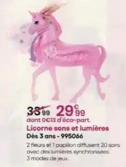 King Jouet Licorne - sons et lumières dès 3 ans offre