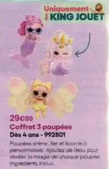 King Jouet King - coffret 3 poupées dès 4 ans 992801 offre