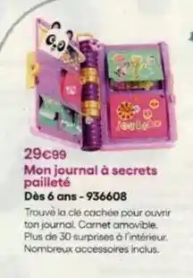 King Jouet Mon journal à secrets pailleté dès 6 ans - 936608 offre