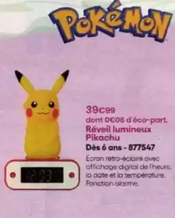 King Jouet Réveil lumineux pikachu dès 6 ans-877547 offre