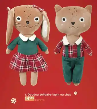 Doudou solidaire lapin ou chat