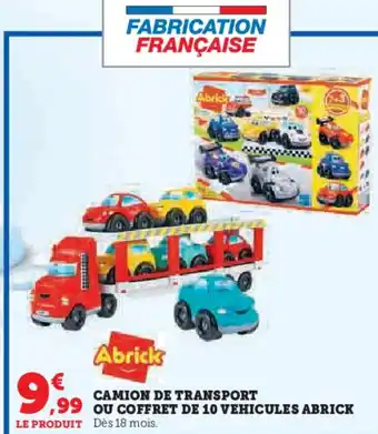 Hyper U ABRICK Camion de transport coffret de 10 vehicules offre