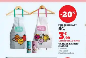 Hyper U Tablier enfant m./mme offre