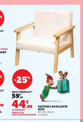 Hyper U Fauteuil bouclette bois offre