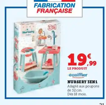 Hyper U ÉCOIFFIER Nursery 3 en 1 offre