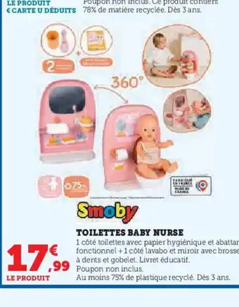 Hyper U SMOBY Toilettes baby nurse offre