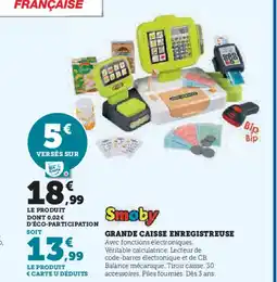 Hyper U SMOBY Grande caisse enregistreuse offre