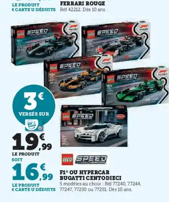 Hyper U LEGO SPEED F1 ou hypercar bugatti centodieci offre