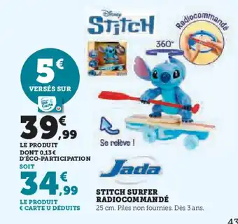 Hyper U JADA Stitch surfer radiocommandé offre