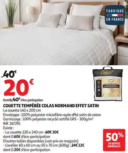 Auchan Couette tempérée colas normand effet satin offre