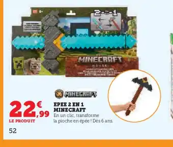 Hyper U MINECRAFT Epee 2 en 1 offre