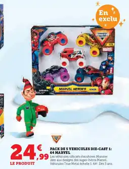 Hyper U Pack de 5 vehicules die-cast 1: 64 marvel offre