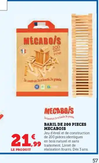Hyper U MECABOIS Baril de 200 pieces offre