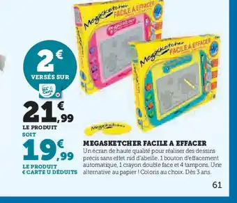 Hyper U MEGASKETCHER Facile a effacer offre