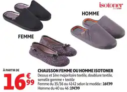 Auchan Chausson femme ou homme isotoner offre