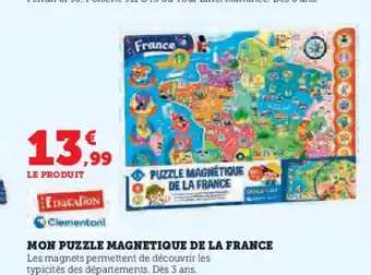 Hyper U CLEMENTONI Mon puzzle magnetique de la france offre