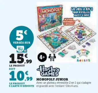 Hyper U MONOPOLY Junior offre