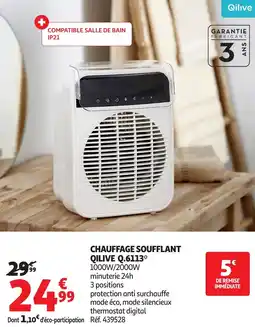 Auchan Chauffage soufflant qilive q.6113* offre