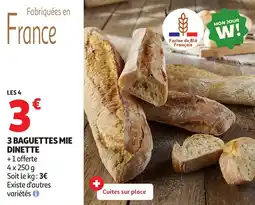Auchan 3 baguettes mie offre