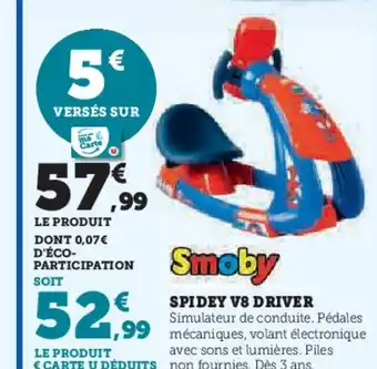 Hyper U SMOBY Spidey v8 driver offre